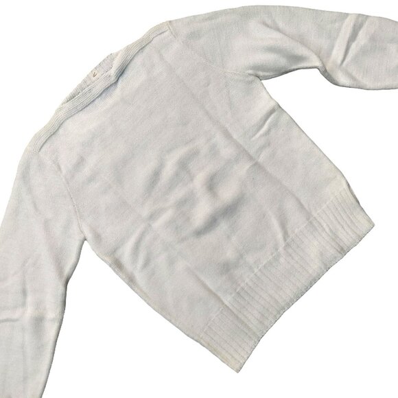 Vintage 1940s-1950s White Long Sleeve Knit Crewneck Sweater Size Small - Picture 5 of 6